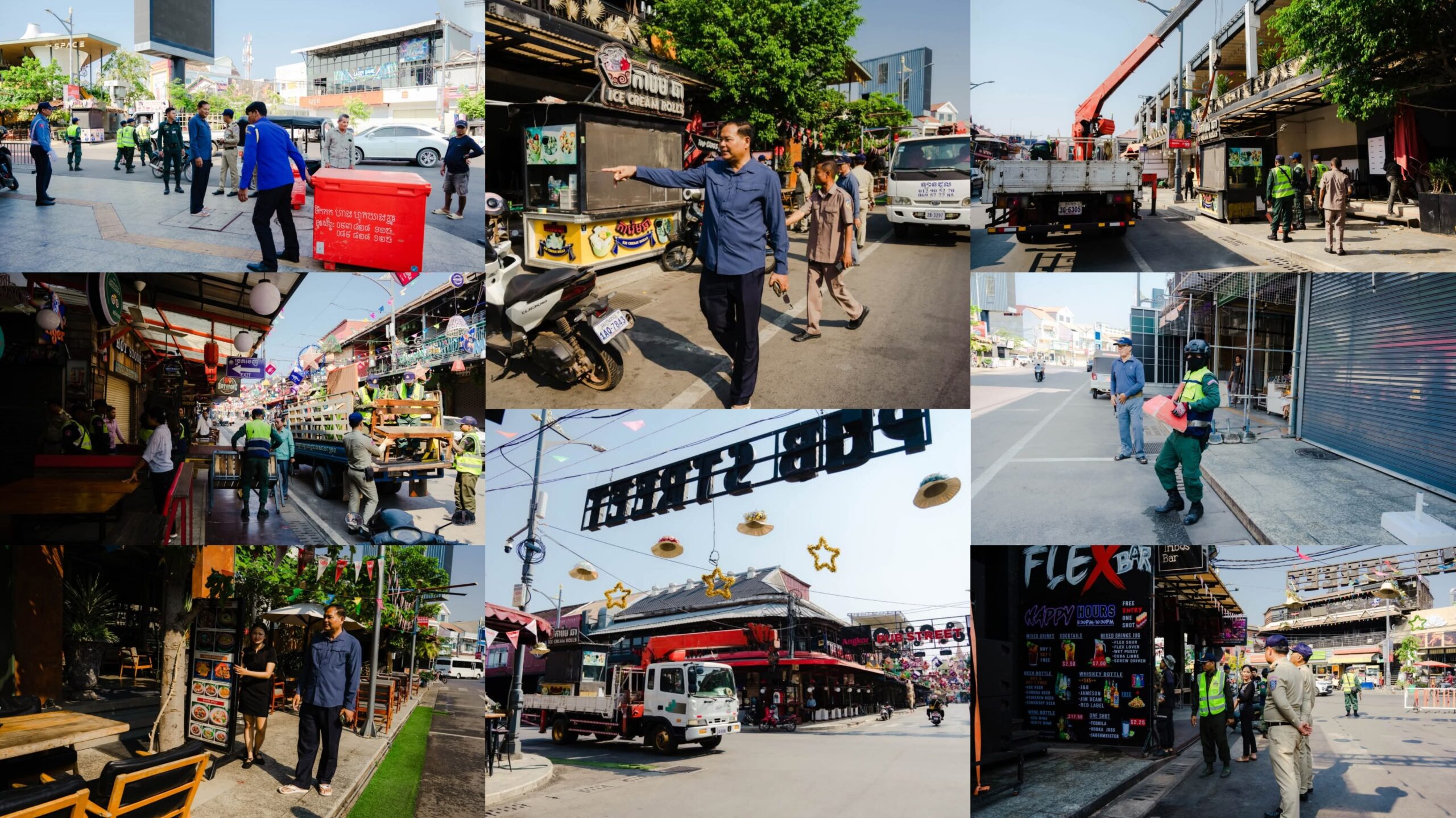 អាជ្ញាធរក្រុងសៀមរាប ចុះពង្រឹងសណ្ដាប់ធ្នាប់នៅតំបន់ Pub Street ដើម្បីត្រៀមទទួលភ្ញៀវទេសចរ