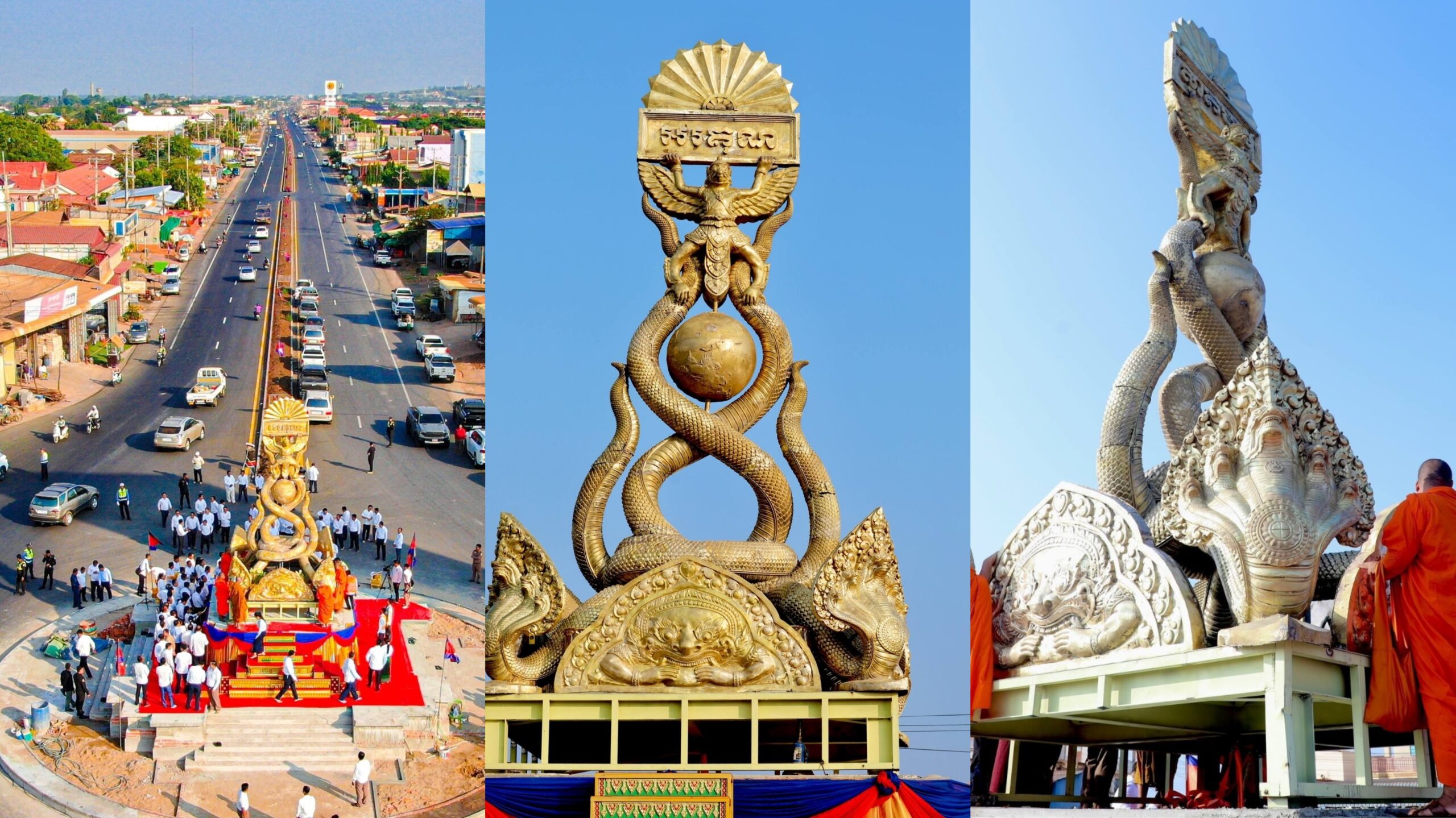 ថ្នាក់ដឹកនាំខេត្តកំពង់ចាម អញ្ជើញបញ្ចុះបឋមសិលា ក្រុងពាលីតម្លើងរូបសំណាកនាគព័ន្ធថ្មី