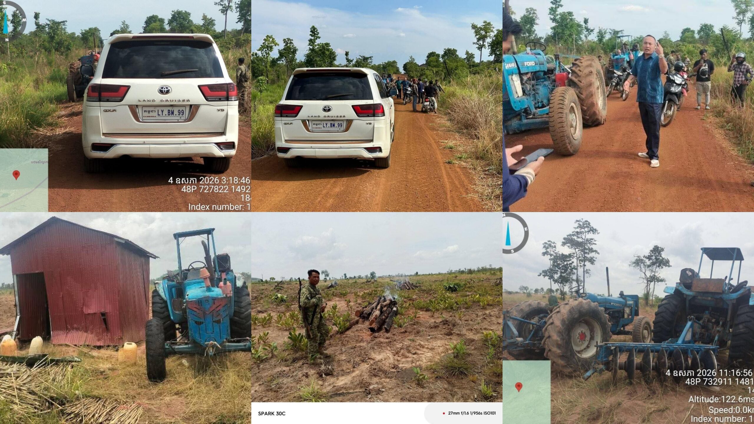 ថៅកែហាងប្តូរលុយយីហោ «ហេង សម្បត្តិ» បើករថយន្តបិទផ្លូវរារាំងមន្ត្រីអនុវត្តន៍ច្បាប់ពេលមន្ត្រីឃាត់ត្រាក់ទ័រ២គ្រឿង ដែលកំពុងឈូសឆាយដីក្នុងដែនជម្រក