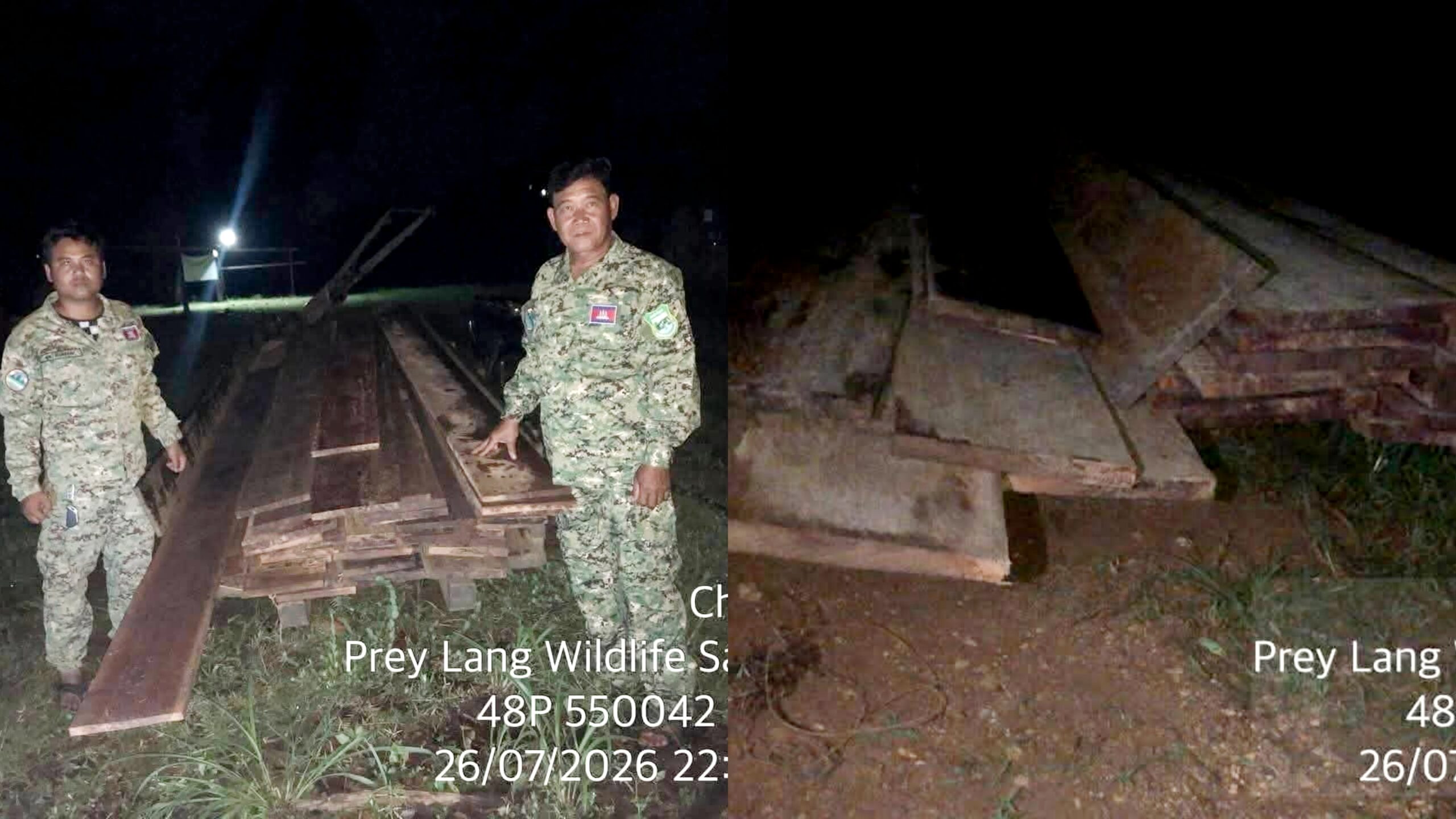 មន្ត្រីឧទ្យានុរក្សដែនជម្រកសត្វព្រៃឡង់បានដកហូតឈើចំនួន៥០ សន្លឹក