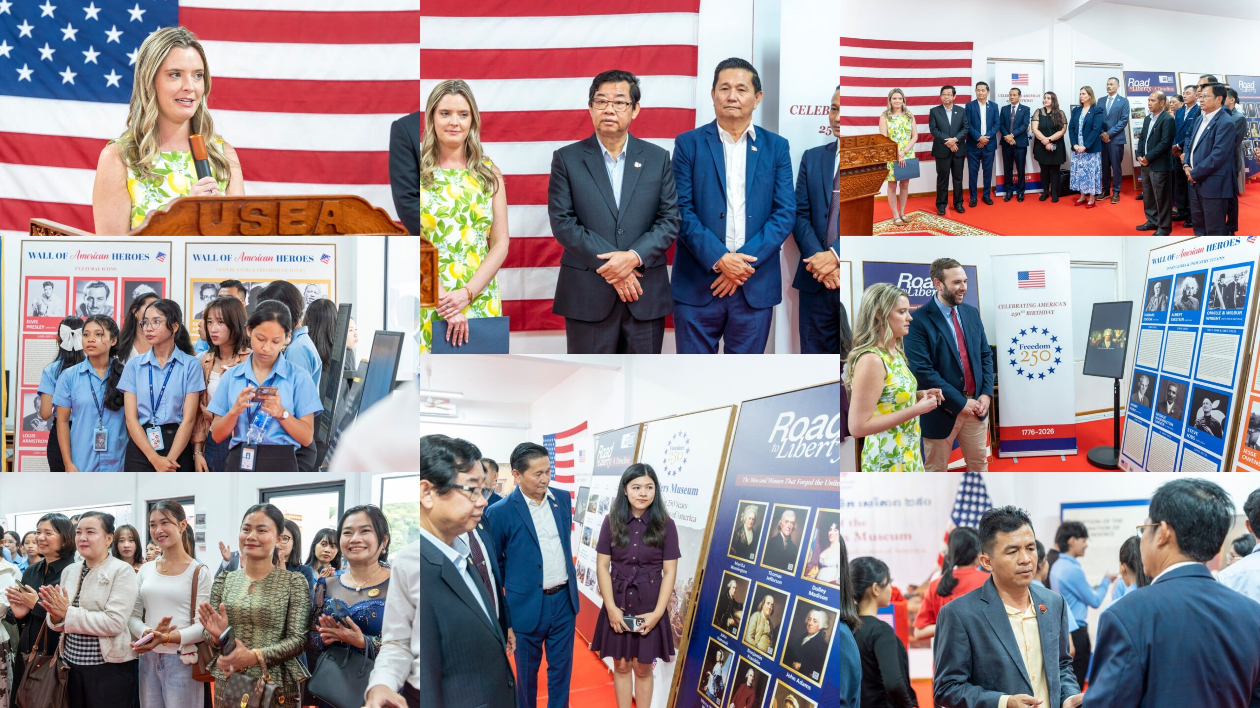 ស្ថានទូតអាមេរិកដាក់ឱ្យដំណើរការពិព័រណ៍ «សារមន្ទីរស្ថាបនិកសេរីភាព២៥០» នៅខេត្តសៀមរាប ដើម្បីអបអរសាទរខួបអនុស្សាវរីយ៍លើកទី២៥០ នៃទិវាឯករាជ្យជាតិសហរដ្ឋអាមេរិក
