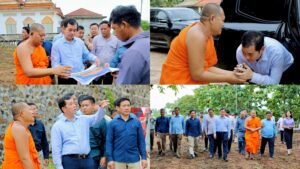 អភិបាលខេត្តកំពង់ចាម អញ្ជើញចុះពិនិត្យទីតាំងសាងសង់សាលាបុណ្យ នៅវត្តភ្នំប្រុស